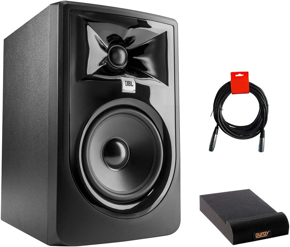 JBL 305P MkII Powered 5" Two-Way Studio Monitor Bundle with Small Isolation Pad & XLR Cable