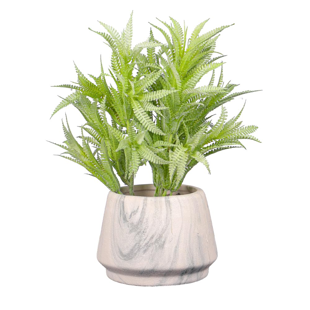 Yatai Decor Artificial Plant with Pot, Lifelike Boston Fern Flower Arrangements, Vibrant Green Leaves Grass Plant with Sleek White Pot, Durable & No-Maintenance Indoor Plants for Home Office Event