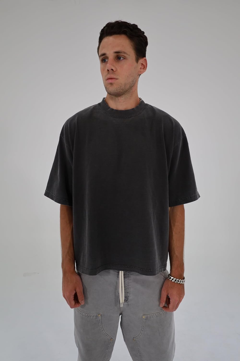 Men's Casual Oversized Heavyweight Drop Shoulder Garment Dye T-Shirt Tee Short Sleeve - Image 2
