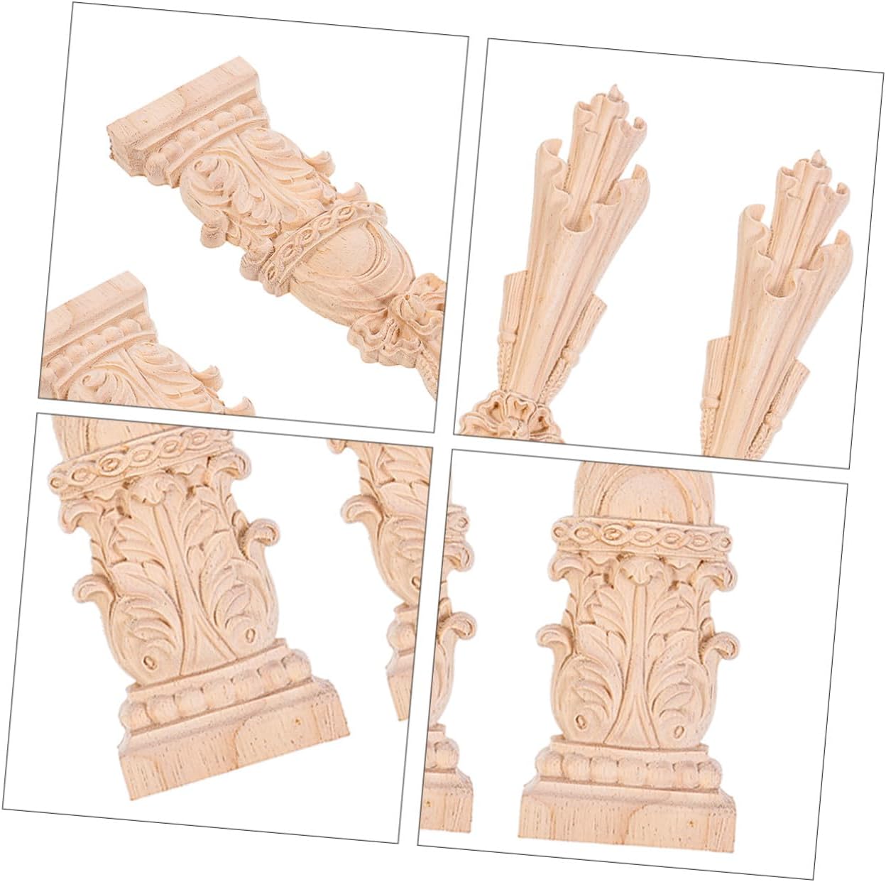 TEHAUX 2pcs Wooden Carved Roman Column Applique Decorative Carving Ornaments for Home Office Hotel