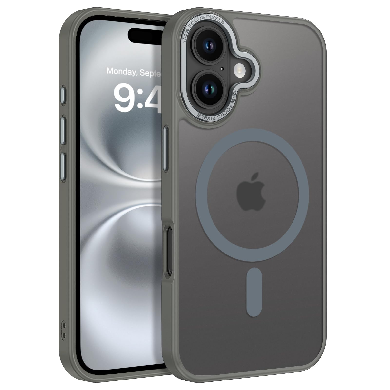 Coque iPhone 16 Plus compatible MagSafe grise translucide - 8