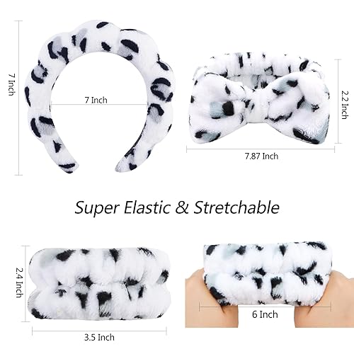 Miniatura 7 de VELSCRUN Paquete de 6 diademas de spa, diadema de maquillaje, diadema de lavado de cara, diademas para el cuidado de la piel, banda de esponja de
