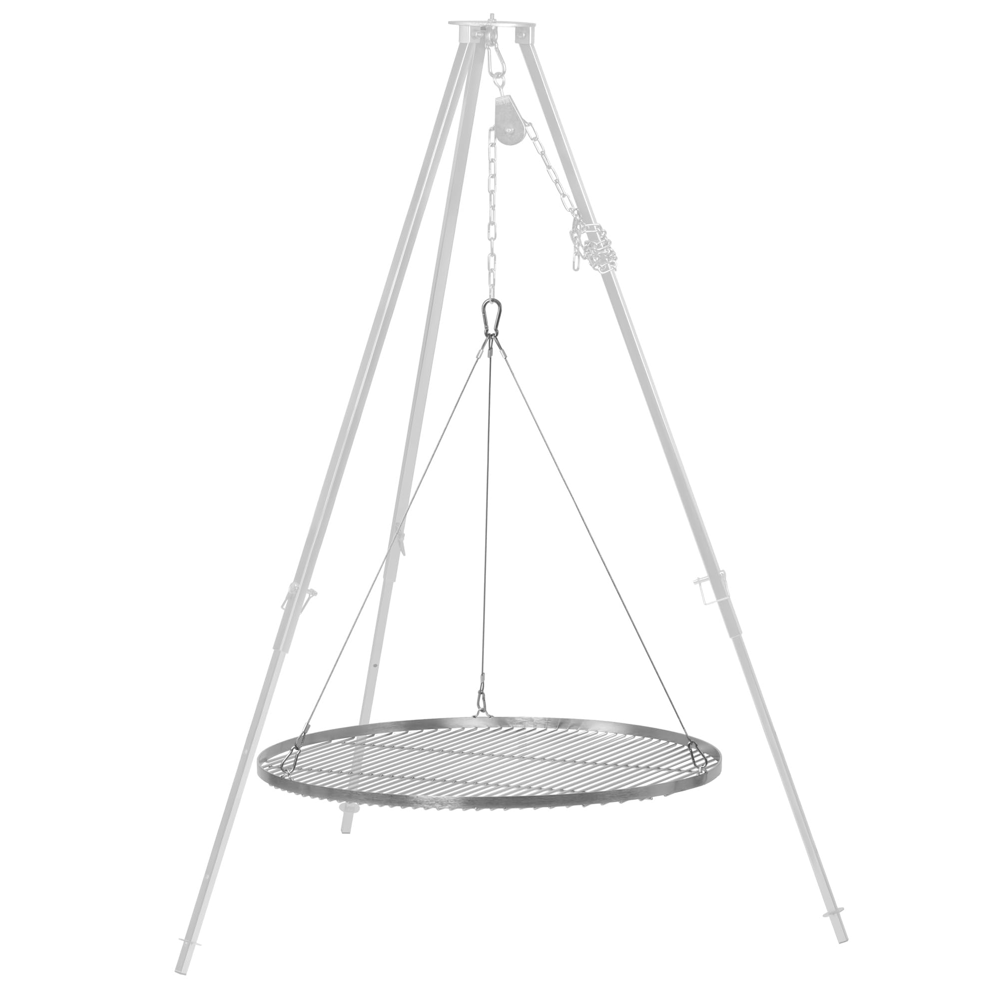 BBQ-Toro Okrągły ruszt ze stali nierdzewnej | Ø 80 cm | Wiszący ruszt z zawieszeniem na linie | Ruszt do grilla trójnogiego | Ruszt ogrodowy, akcesoria grillowe