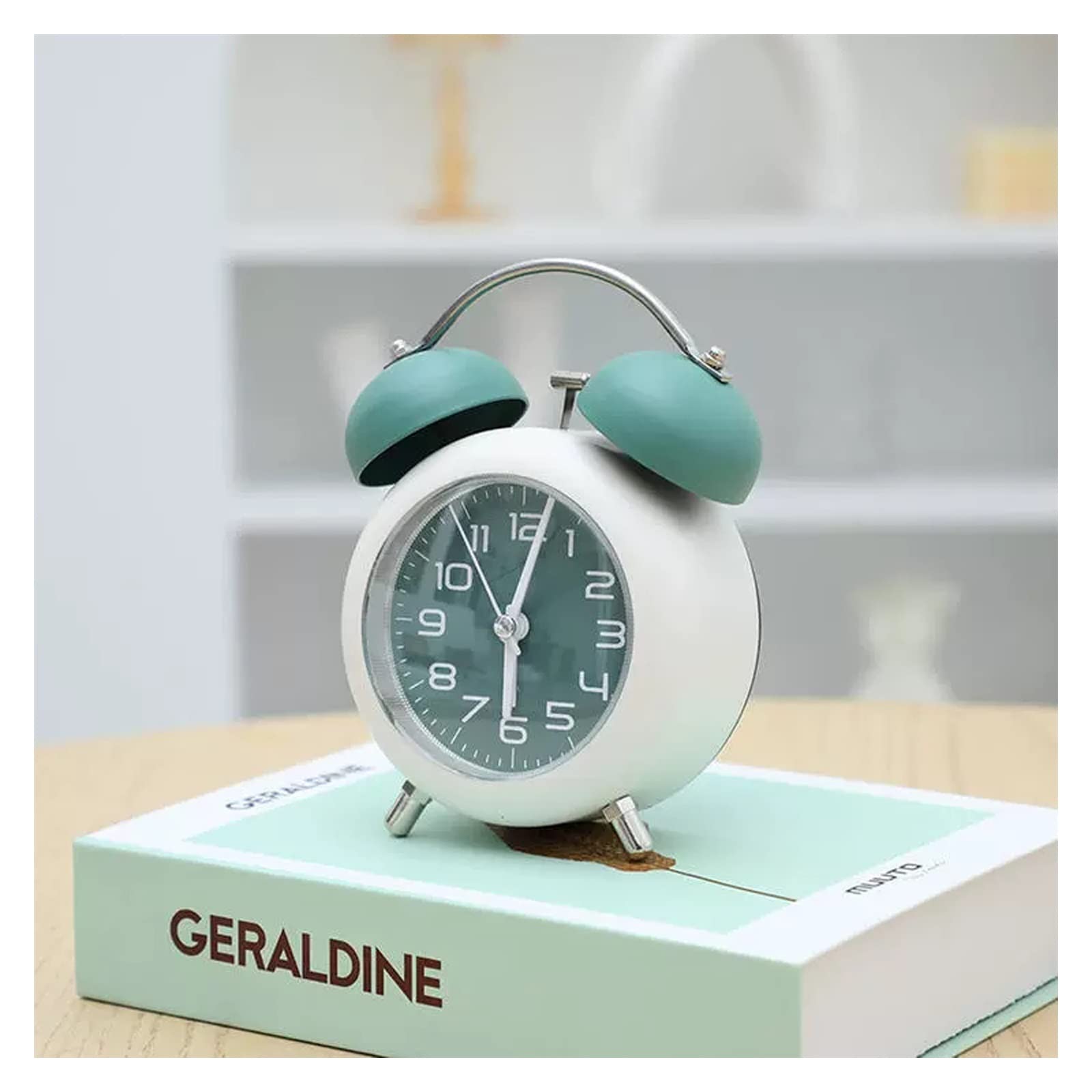 SBZIOJHDR alarm clock, Alarm clocks bedside for bedrooms, Clock,Clocks Bedside,Twin Bell Analog Desk, Non-Ticking Battery Operated Loud