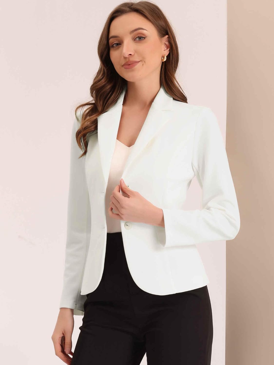 Allegra K Women's Work Office Blazer Stretch Lapel Collar Long Sleeve Jacket Suit Blazer - Image 2