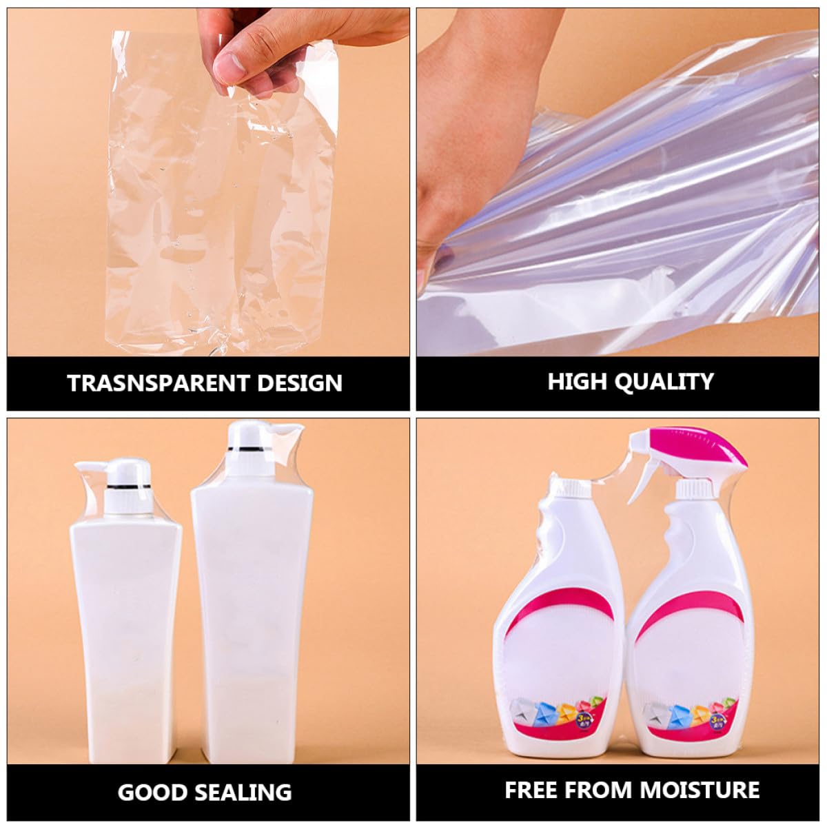 PRETYZOOM 3sets PVC Plastic Heat Shrink Film 100 Shrink Wrap Bags Foog Packing Bag Party Favors Square Carton Packaging 100pcs*3