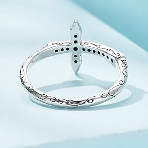 Amazon.com: 925 Sterling Silver Cross Ring for Women - Black