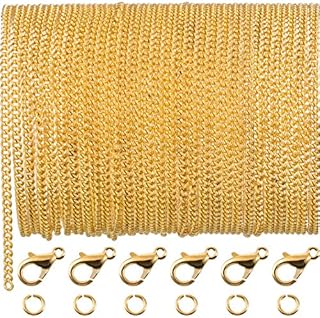 33 Feet Gold Plated Link Chain Necklace with 30 Jump Rings and 20 Lobster Clasps for Men Women Jewelry Chain DIY Making (2.5 mm)