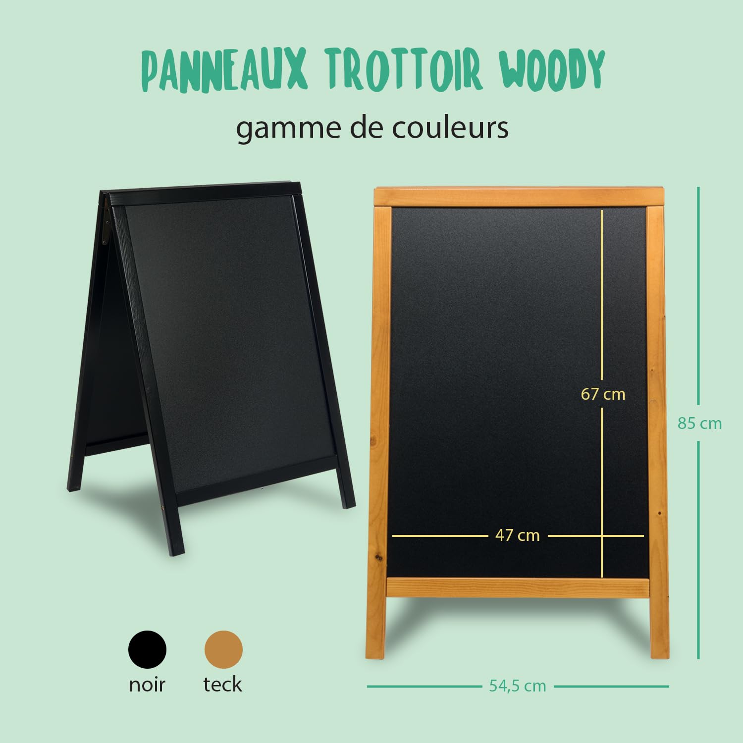 SECURIT - Tableau sur Pied en Bois "Woody" - Couleur Teck