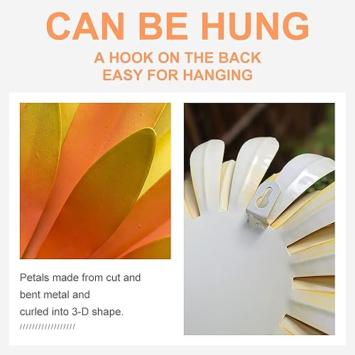 Vista 9 de YURRUON Decoración de pared de flores de metal, decoración de pared, escultura de pared de flores de metal, colgante para el hogar, dormitorio, sala