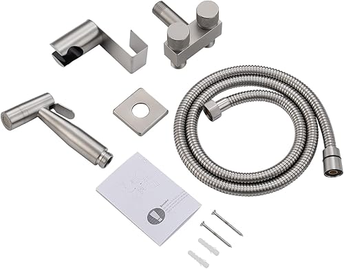 Miniatura 6 de Pulverizador de bidé de mano para inodoro, válvula de doble interruptor de 1 en 2 salidas con rociador de control de presión de agua para lavado