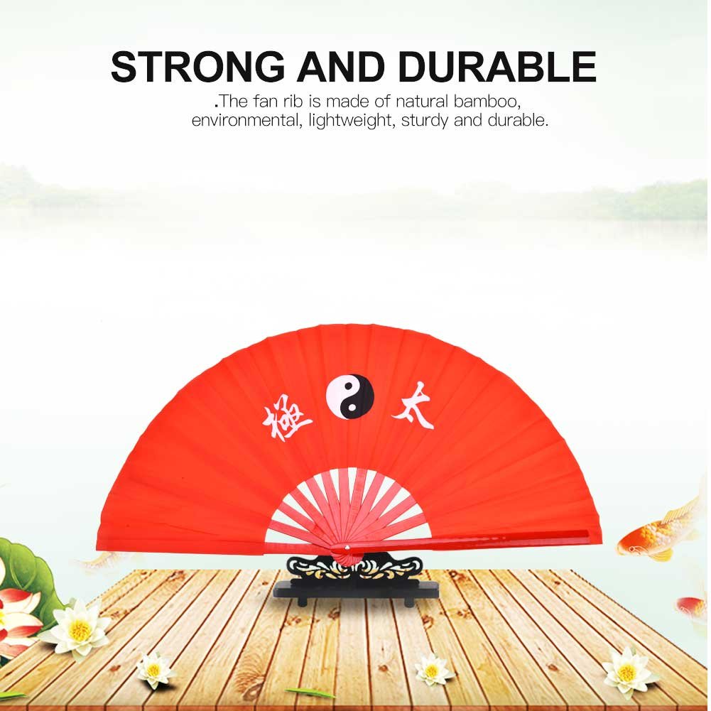 Demeras 1PCS Fan d'arts Martiaux en Soie de Bambou Tai Chi Dance Training Fan de Performance Rouge (Rouge)