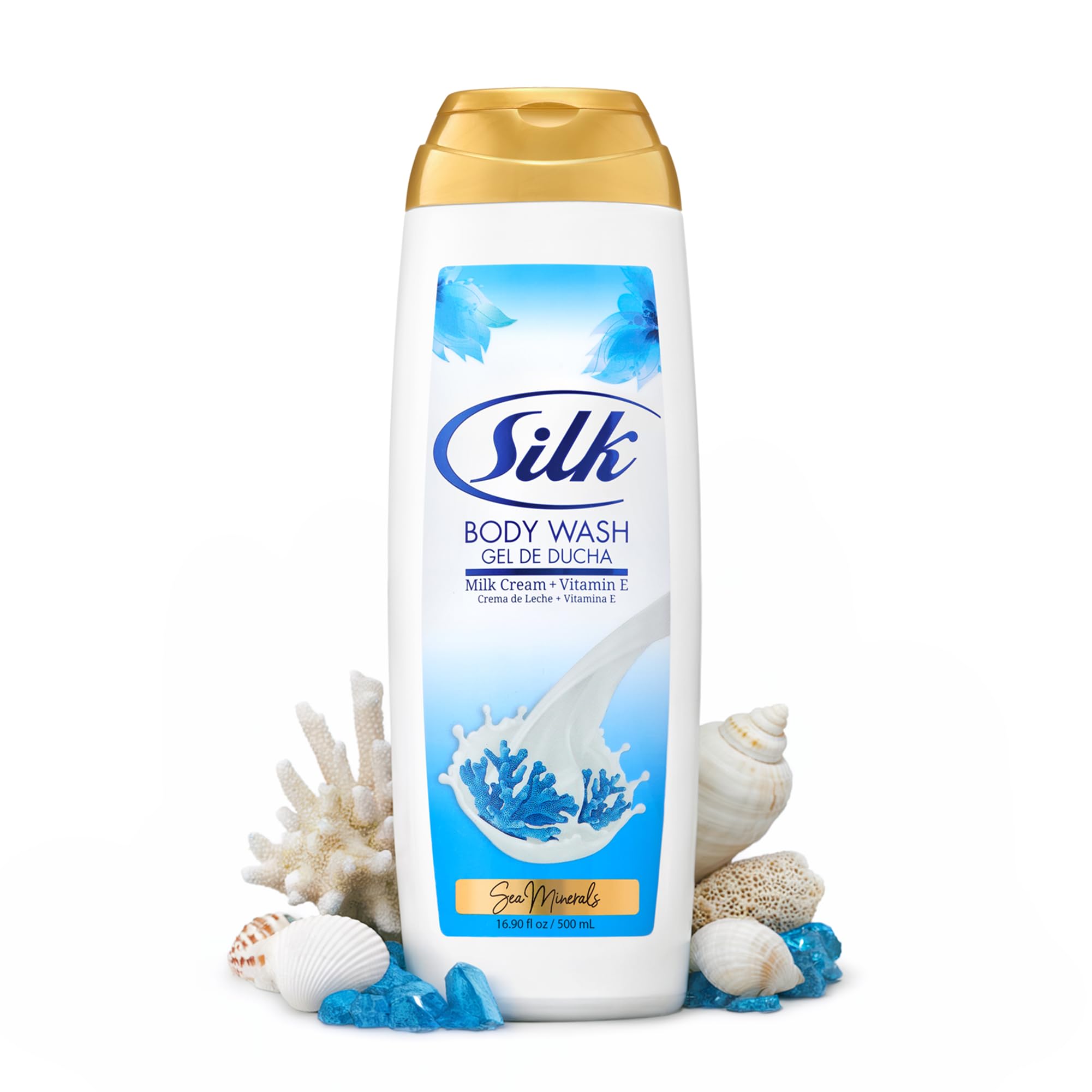 SILK Moisturizing Body Wash for Woman Man - Daily Hydrating Shower Gel and Foaming Cleanser with Vitamin E