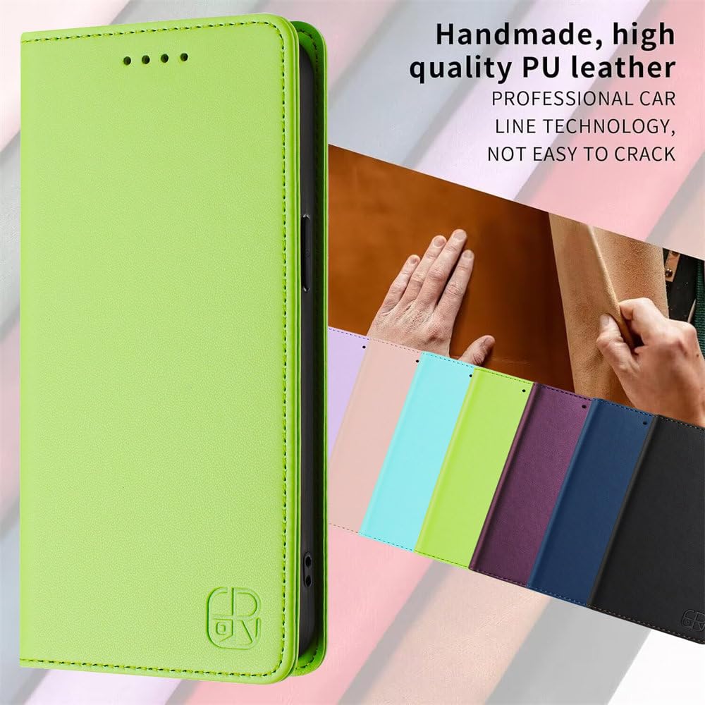 MOJIA Leder-Hülle Für Xiaomi Redmi Note 14 Pro 5G – Mit Standfunktion & Kartenfach, Dark Green