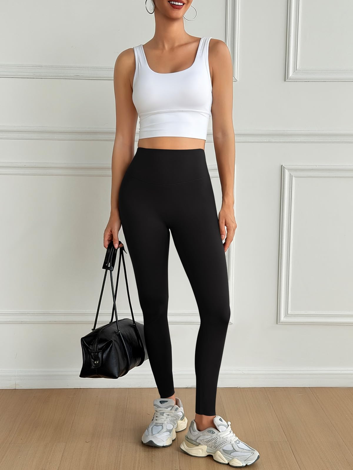 Fisoew Leggings da donna a vita alta, per sollevamento del sedere, controllo della pancia, allenamento, corsa, palestra, atletica, yoga