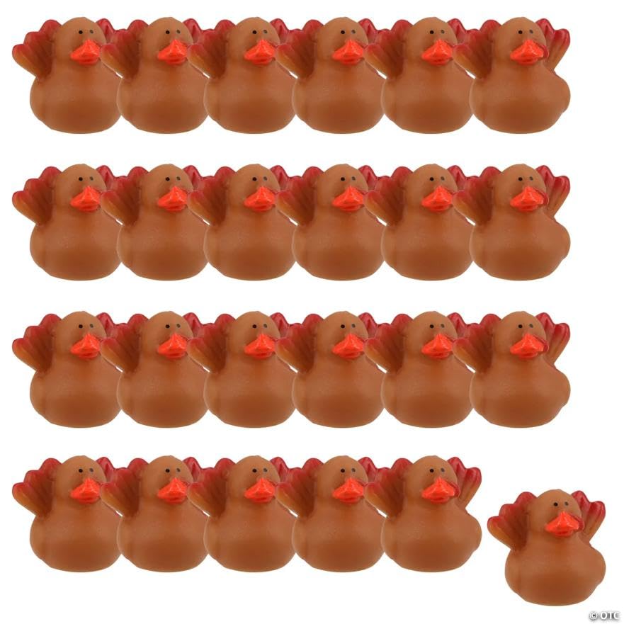 Fun Express 3/4 Micro Thanksgiving Turkey Rubber Ducks 24 Pieces