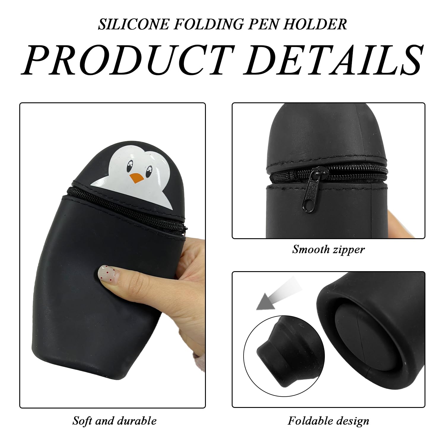 CYNOSURETECH 2 Pieces Of Silicone Folding Pen Holders, Cartoon Animal Element Pen Holders, Cute Pen Holders - Image 3