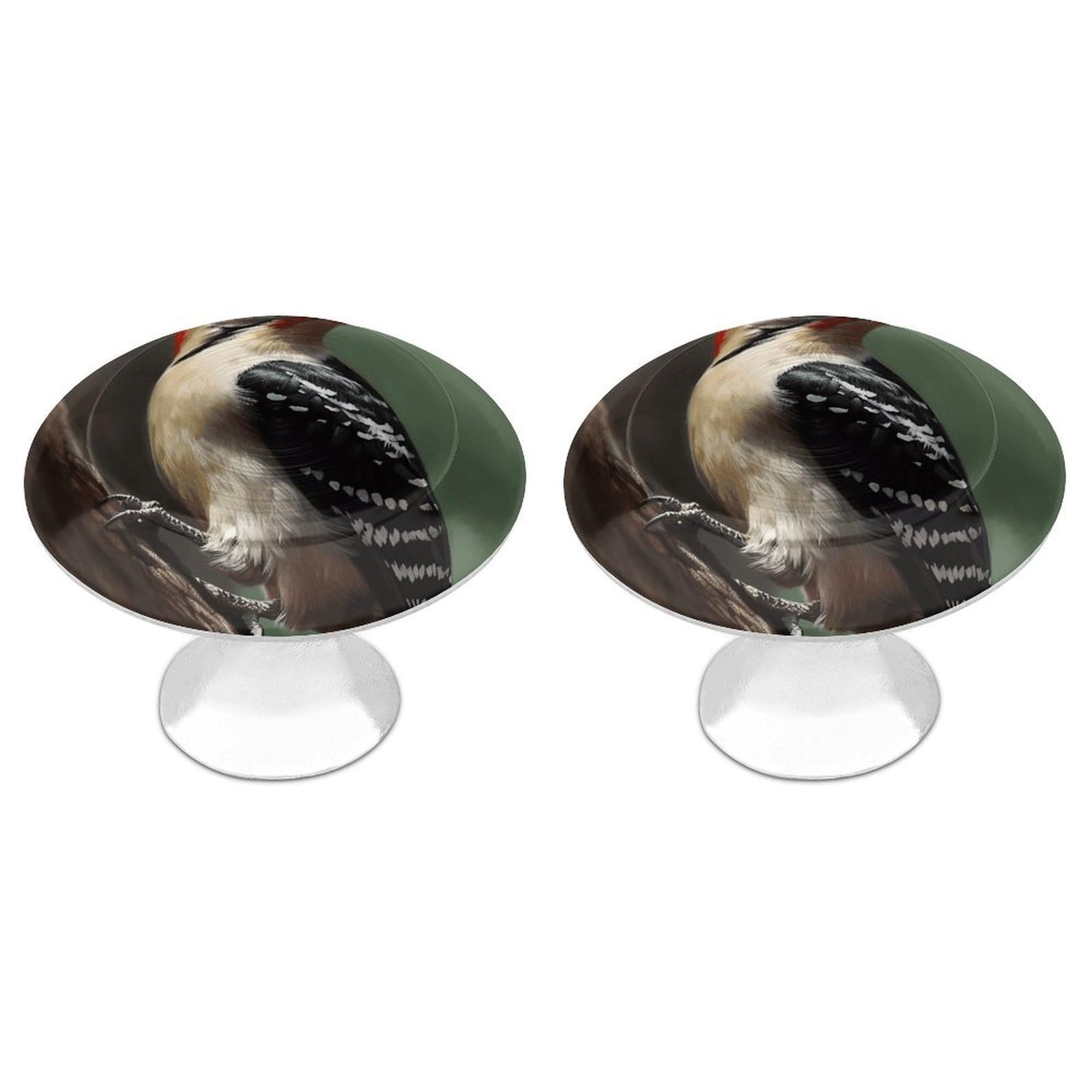 QMNLKH Woodpecker Cabinet Knobs for Home, Round Drawer Pulls for Kitchen, Personalized Cupboard Handles with Screw, Fashion Dresser Knobs for Office, Drawer Handles, 2 Packs
