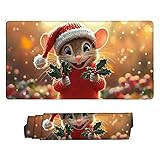 マウスパッド 大型 ゲーミング クリスマスネズミ マウスマット デスクマット 特大 おおきい キーボードパッド ゴム底 防水手入れ簡単 快適操作性 滑り止め 耐久性 良い おしゃれ かわいい サイバーカフェ オフィス最適 適度な表面摩擦 女性へのプレゼント 70 x 30cm s-736