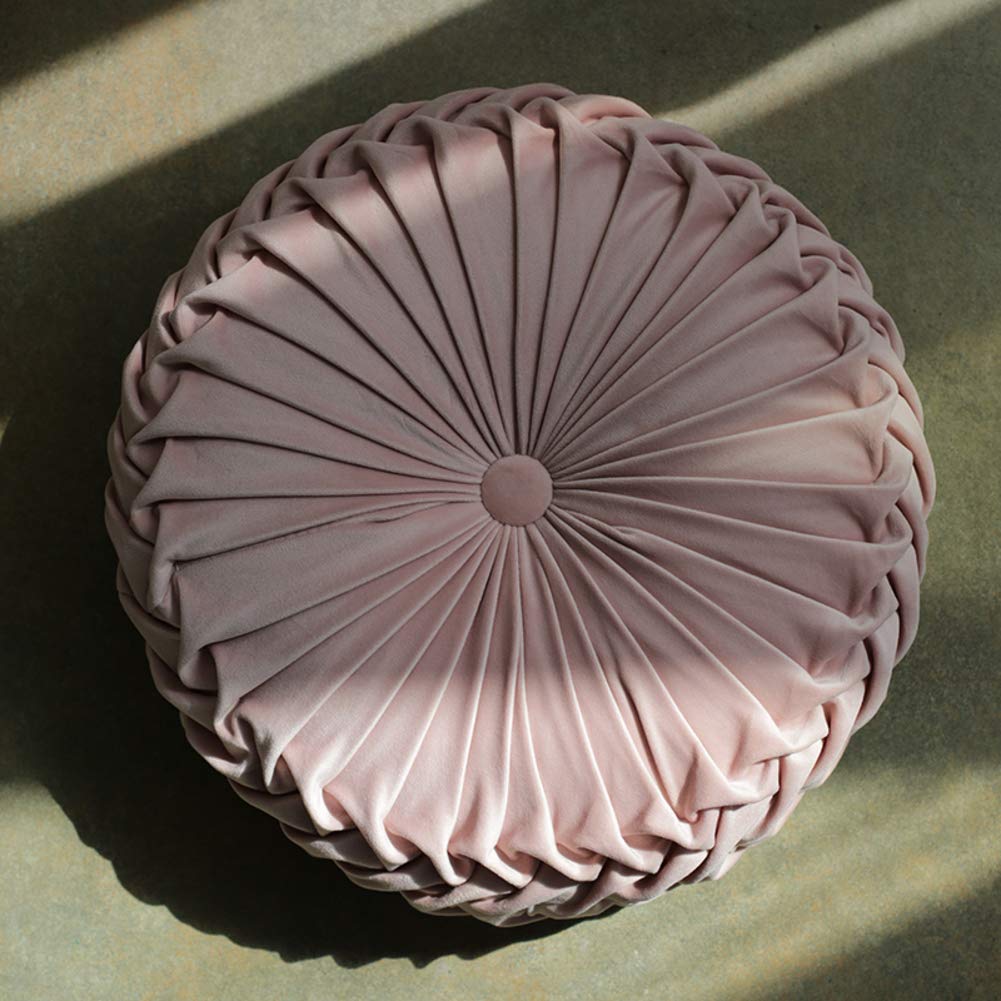 Garniture de siège coussin rond velours rose 38cm salon et bureau