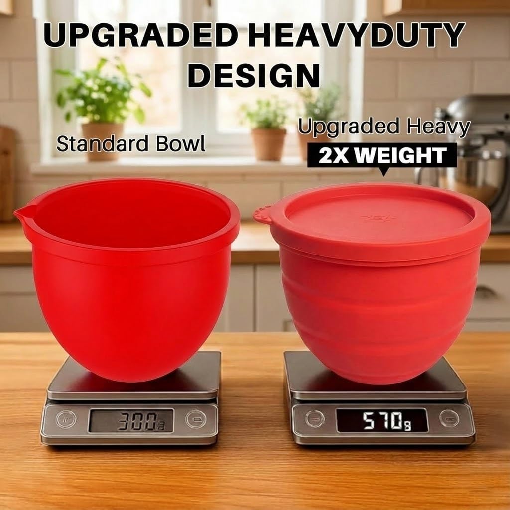 Mixaid Silicone Liners, 5 Quart Tilt-Head Stand Mixers, Silicone Bowl Inserts with Lids, Non-Stick, Foldable Bowl Liners Silicone, Dishwasher Safe Baking Accessories - (White)