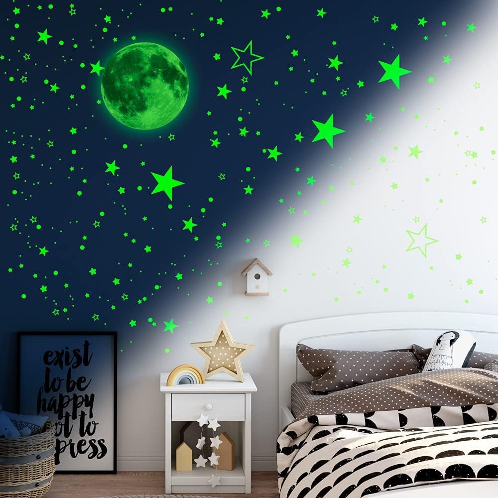 Wandsticker Leuchtaufkleber 9 Planeten Leuchtsterne Astronaut Planet Leuchtsticker Wandtattoo Leuchtend Sterne Sonnensystem Fluoreszierend Wandaufkleber für Kinderzimmer Dekorative Aufkleber Blau