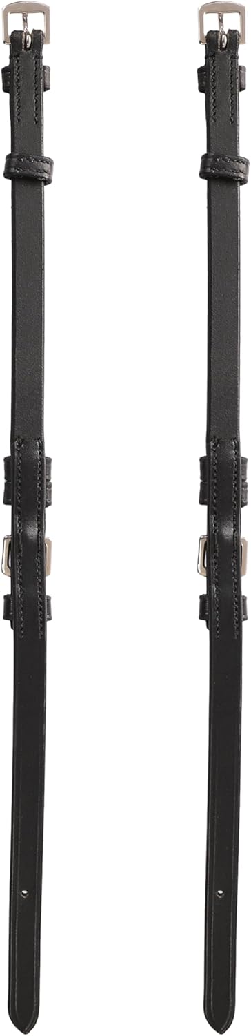 Exion English Bridle Cheek Pieces– 5/8" (16mm) Leather Replacement Cheekpieces with Buckle Fastening – Premium Vegetable-Tanned Leather Horse Tack – Stainless Steel Hardware – Full Size