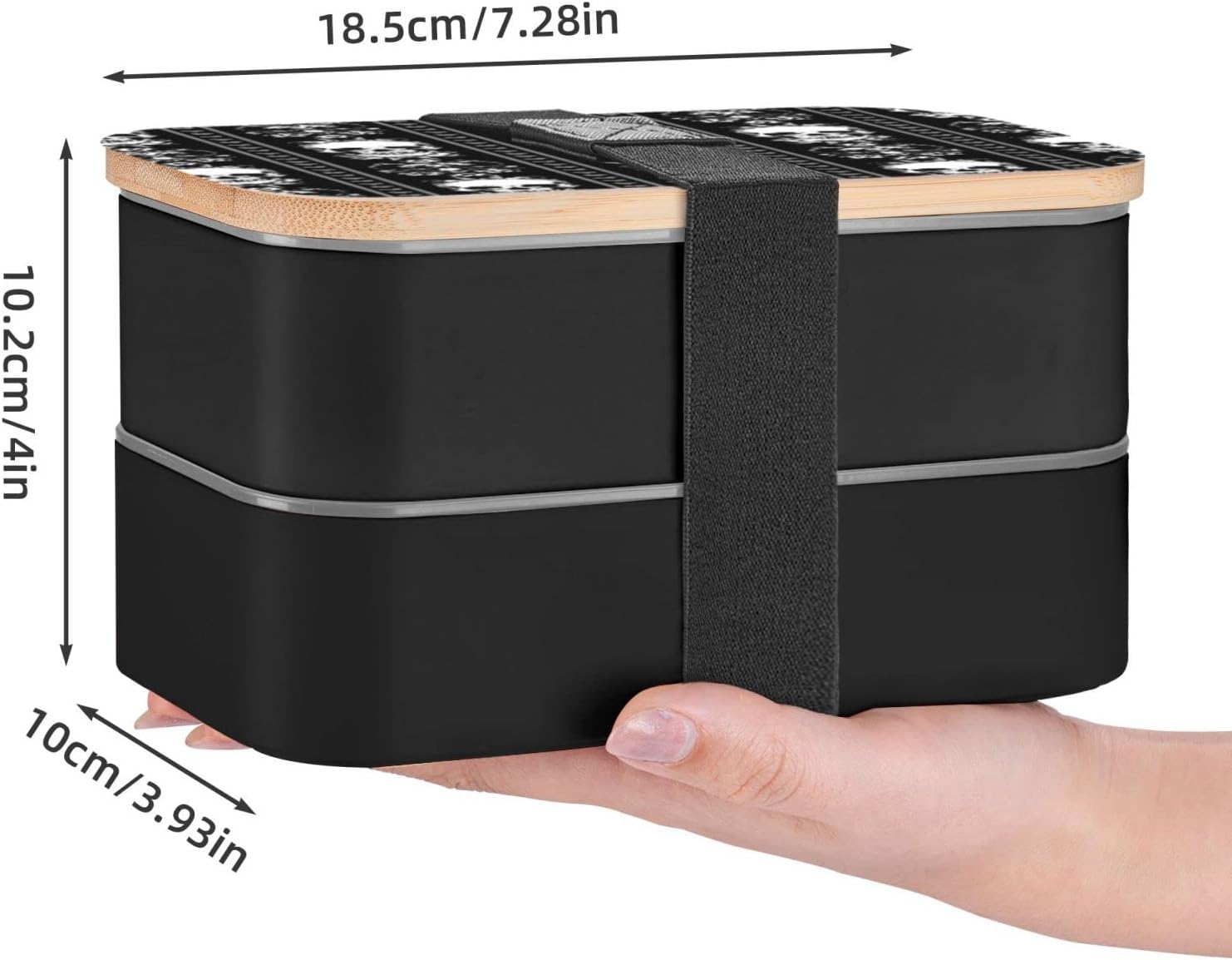 allgobee Large Bento Box Baroque-Skull-Stripe-Gothic-Black Lunch Box With Cutlery Set 40oz Japanese Bento Box: Home & Kitchen