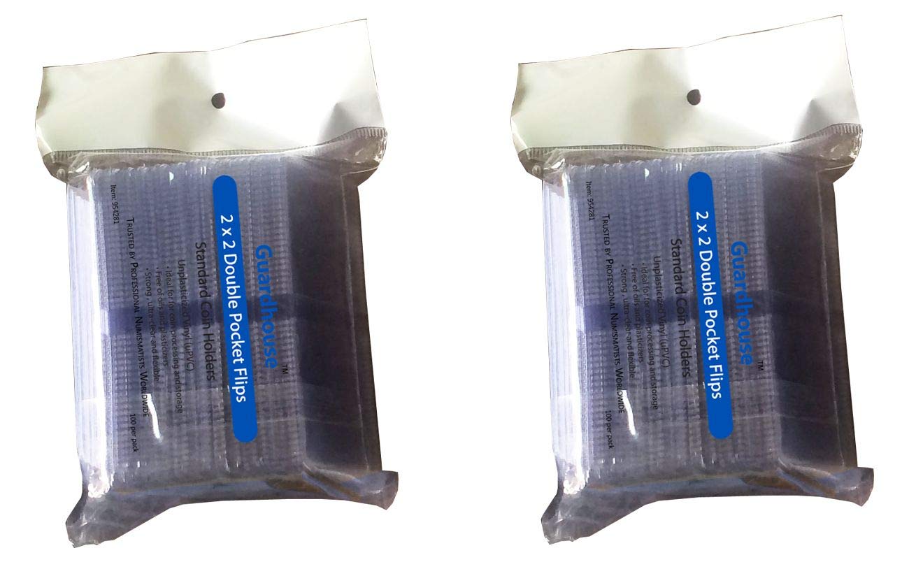 2 x 2 Double-Pocket Unplasticized Coin Flips Pack of 200 Guardhouse