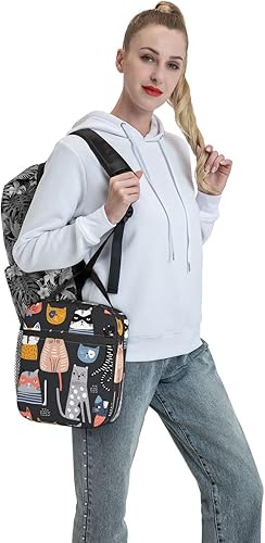 Miniatura 7 de Bolsa de almuerzo aislada impermeable y duradera con diseño de gato linda, organizador de contenedores térmicos reutilizables