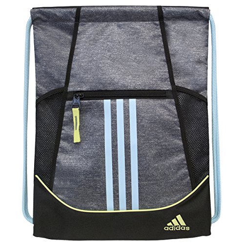 Image of adidas Alliance II Sackpack, Heather Granite Clear Grey /Frozen Blue /Frozen Yellow, One Size