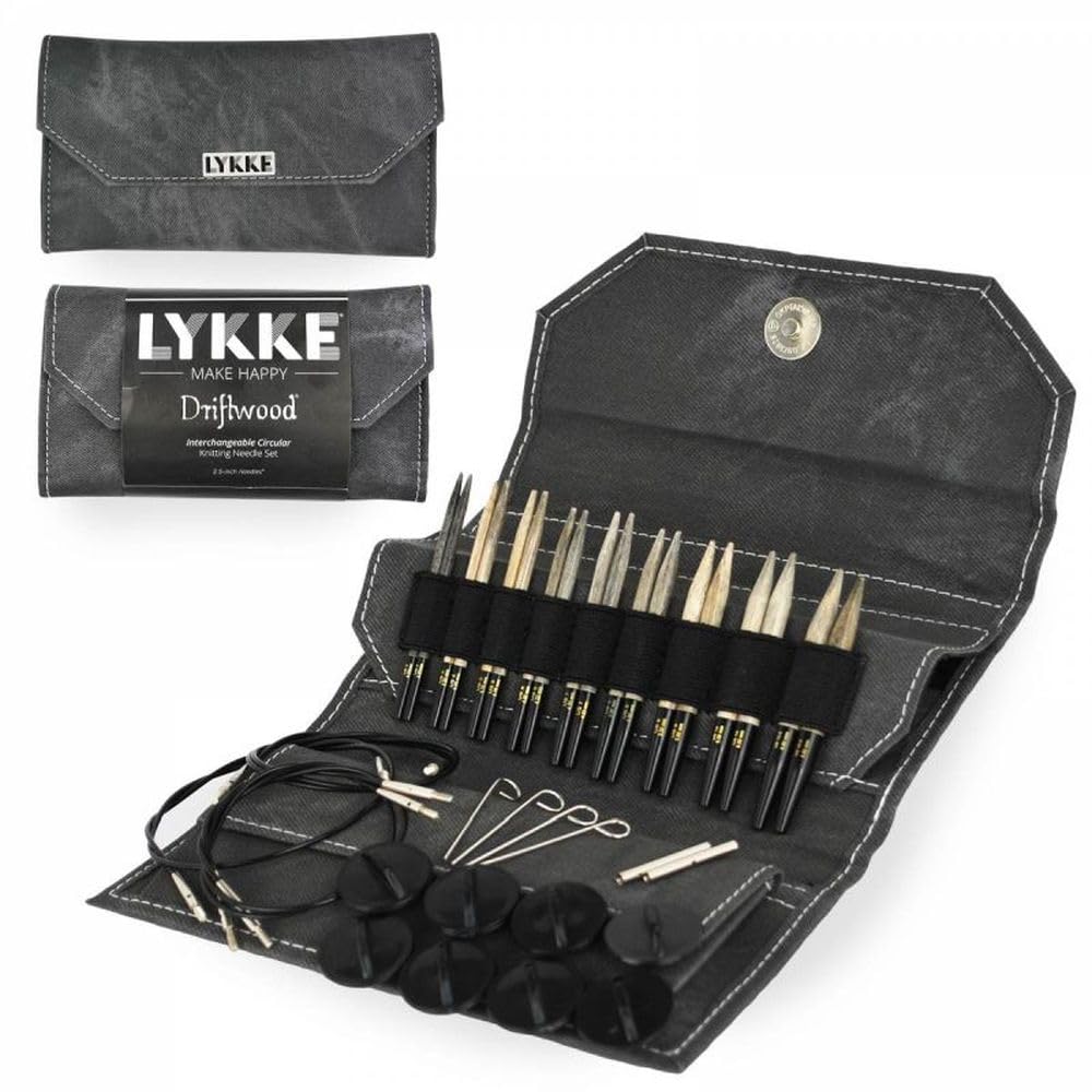 Lykke Driftwood Limited Edition Interchangeable Set austauschbare Rundstricknadeln, Holz, Grau, 3,5 Zoll