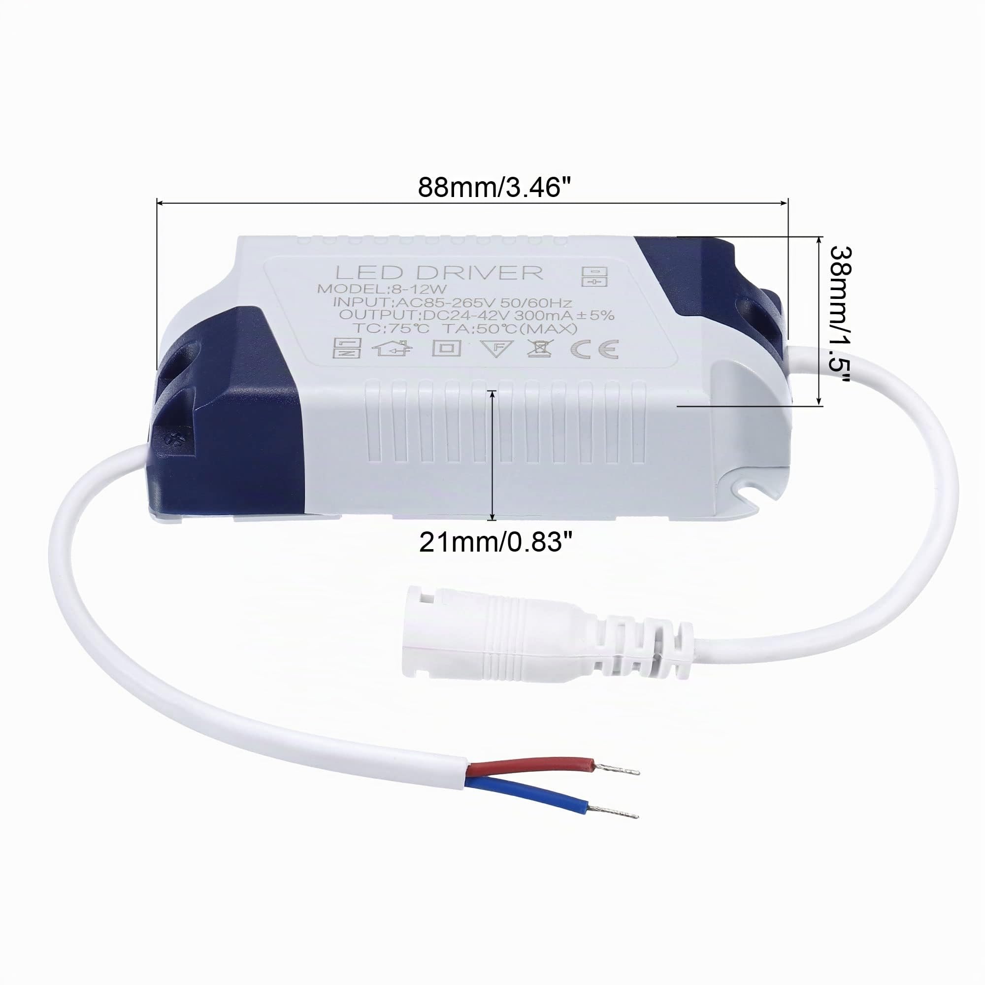 PATIKIL 8-12W 300mA LED Alimentatore, AC 85-265V Uscita 24-42V DC Femmina Connettore Costante Corrente Raddrizzatore Trasformatore Esterno Alimentazione per Lampade LED Soffitto Lampada