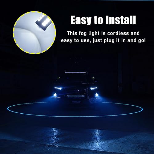 Miniatura 6 de Augeny 2 bombillas LED antiniebla H16, 6500K 12V Plug and Play, bombillas LED superbrillantes de 1500 lúmenes, accesorios de repuesto de luz LED