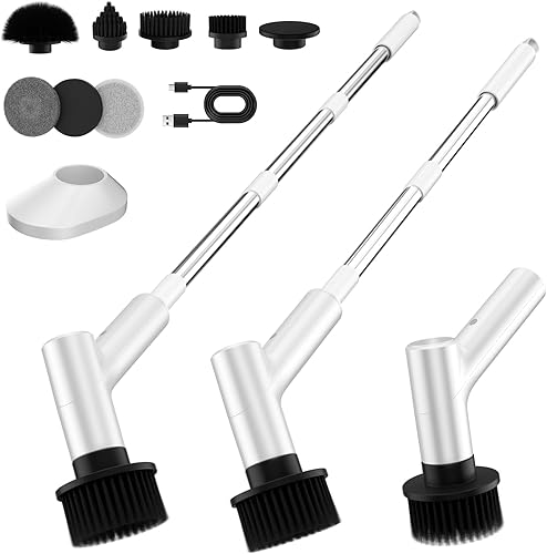 Limpiador eléctrico giratorio, limpiador de ducha inalámbrico con 7 cabezales de cepillo de repuesto, IPX5 impermeable para baño con mango disponible en Yaxa Guatemala