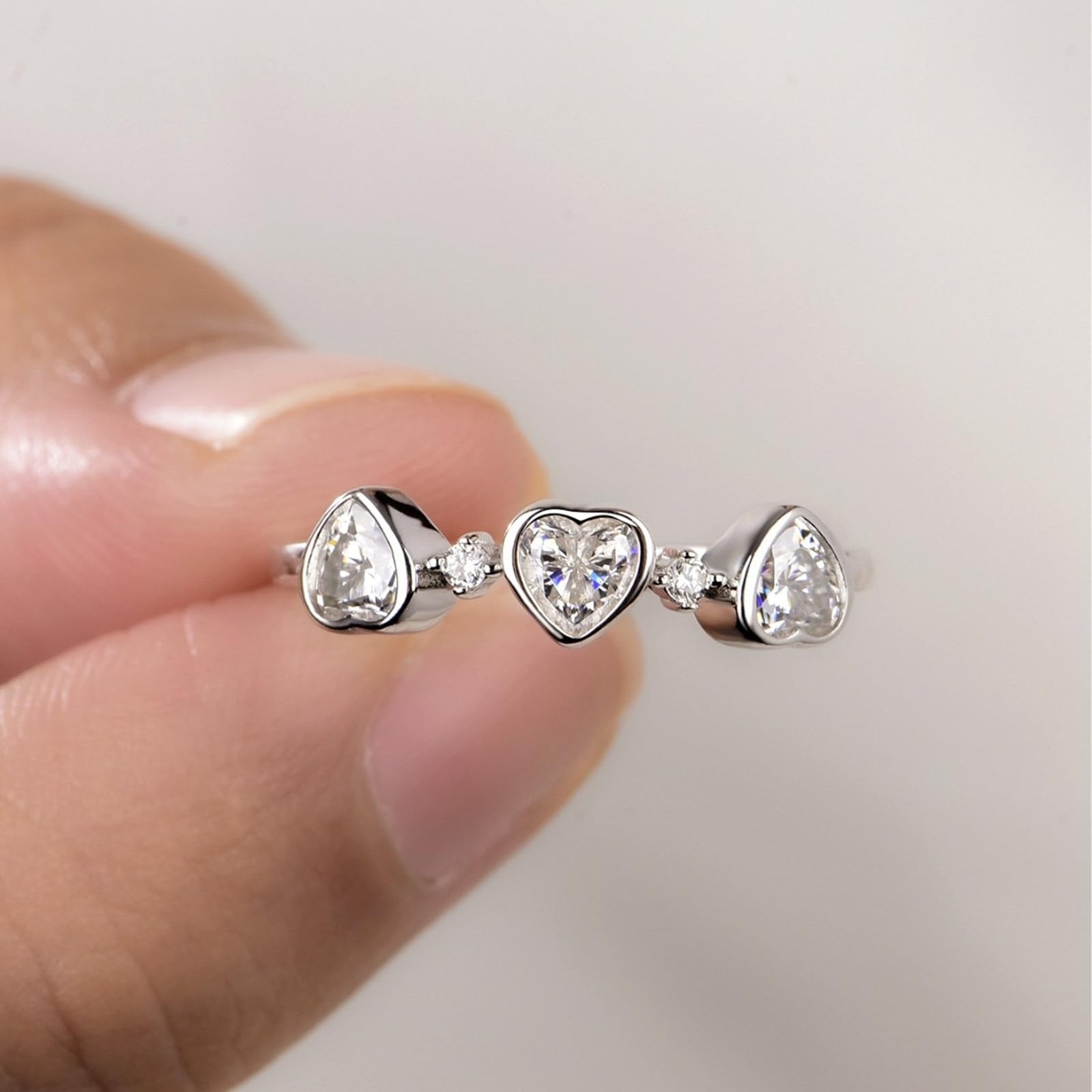 Anillo de oro con moissanite para mujer, alianzas de oro blanco con corazón, anillos de compromiso, oro auténtico Moissanite para mujeres