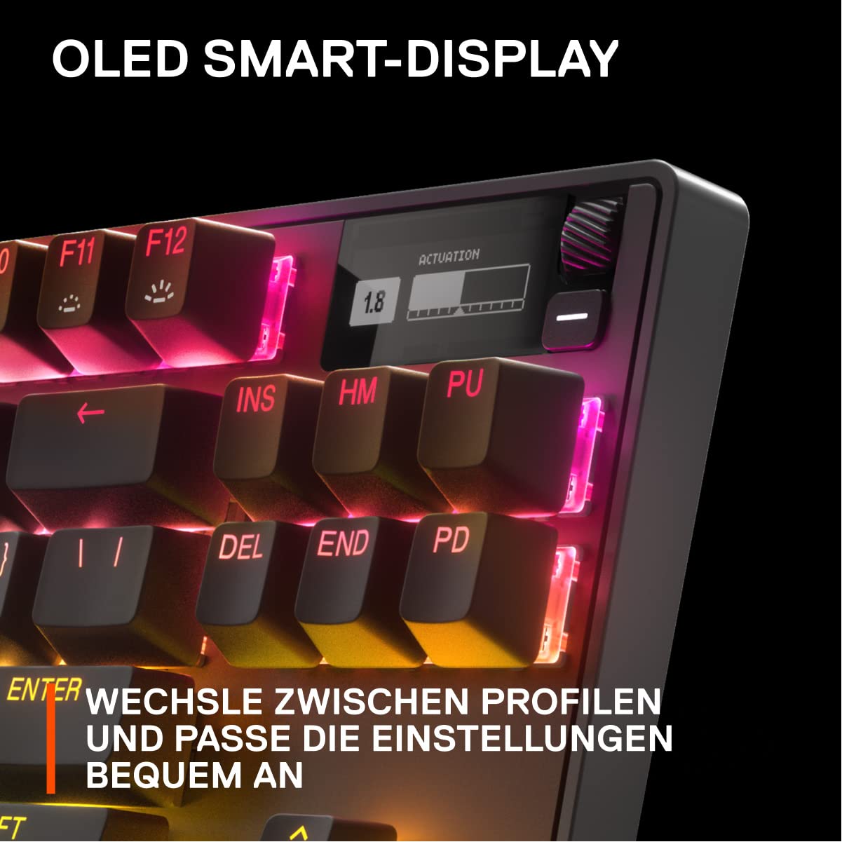 SteelSeries Apex Pro TKL HyperMagnetic Gaming-Tastatur – Die schnellste Tastatur – Anpassbares Ansprechverhalten – OLED-Bildschirm – PBT-Keycaps – USB-C – Edition – Deutsches Tastatur QWERTZ – Bild 7