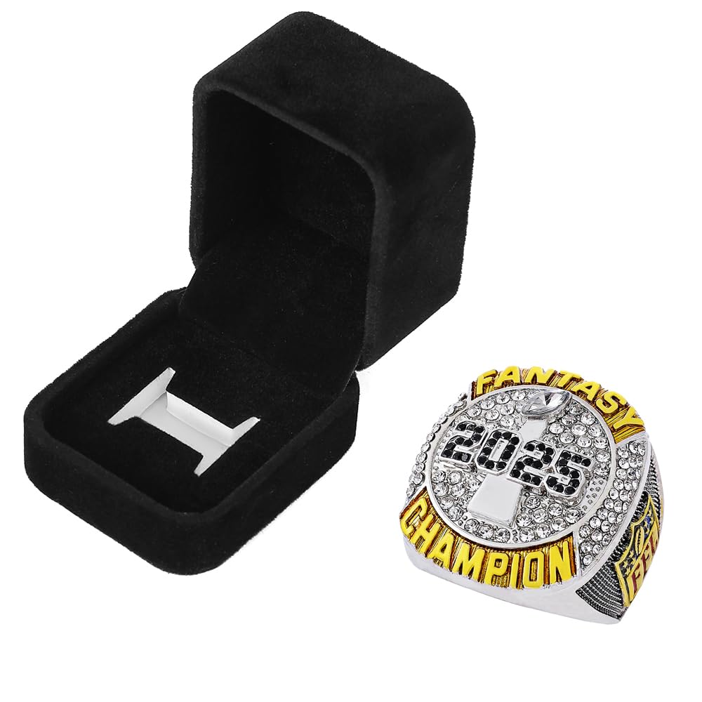 guancrown Fantasy Football Championship Ring 2025 Award Prize Trophy Sports Winner FFL Champion Ring With Box (size 9 with free box)