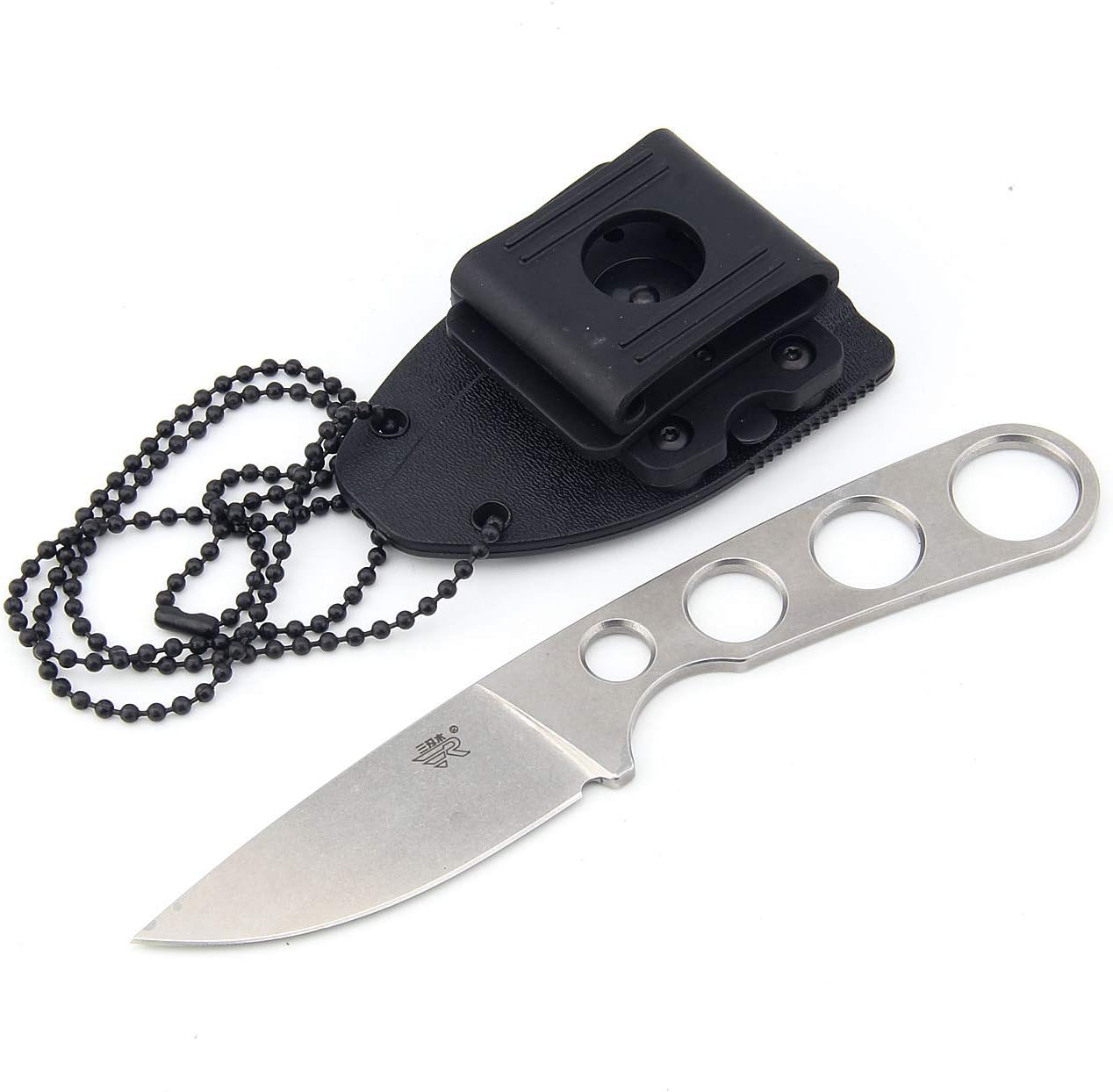 Sanrenmu 7130 Fixed Blade Knife with Sheath 8Cr14Mov Stainless Steel Blade Handle(Grey)