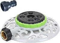 STYDDI 8-Pattern Turret Sprinkler with Durable Metal Base - Stationary Sprayer Covers 1,225 Sq Ft for Lawns, Gardens & Odd-Shaped Yards