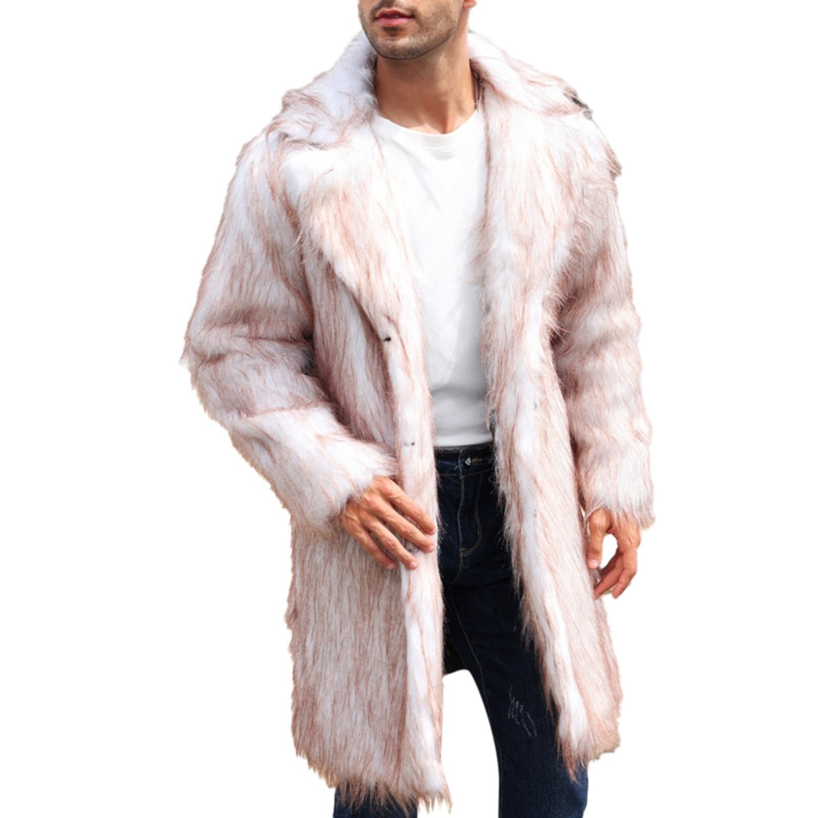 Coat With Hood Pink Fur Coat For Men Beokeuioe Fur Coat Mens Long