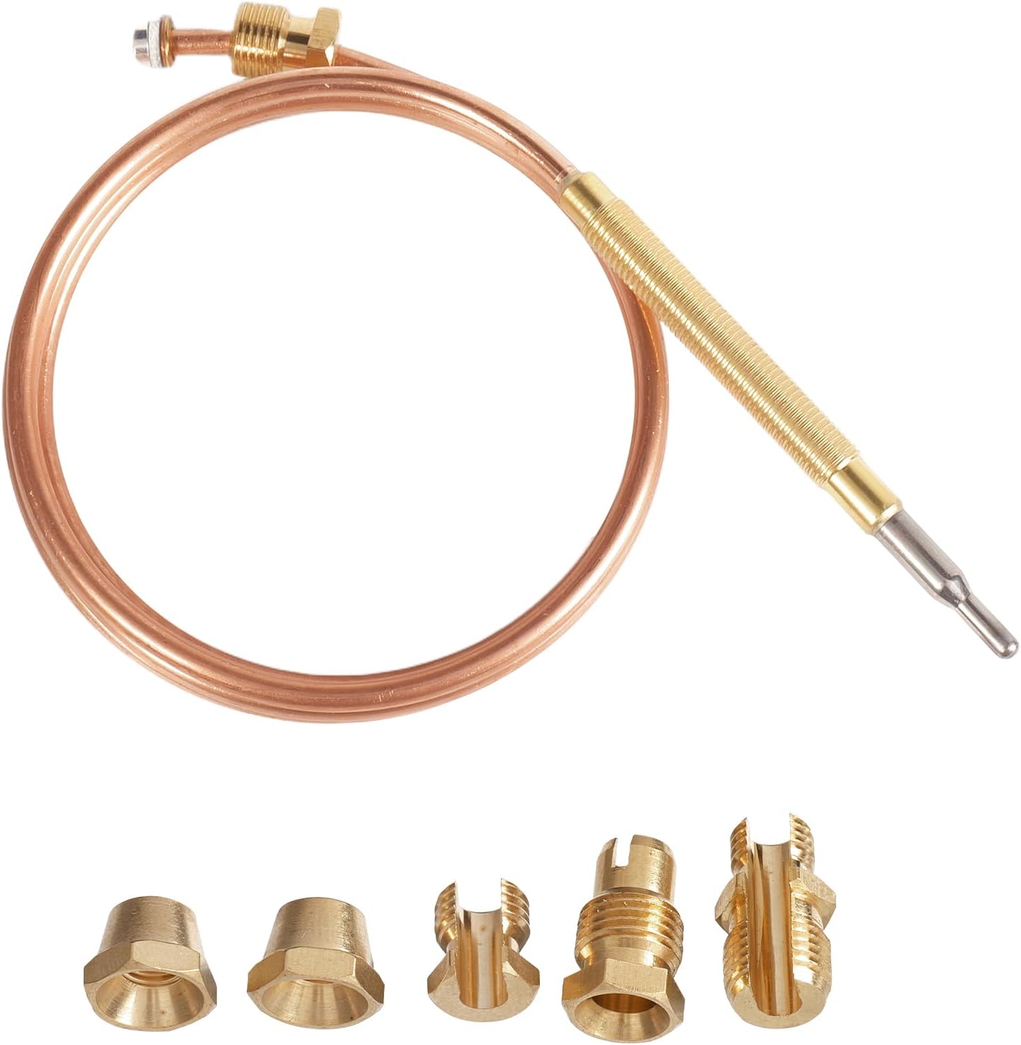 Gas Thermocouple Kit M6x0.75 with Universal Adapter Nuts Replacement 900mm/35.4" Long M9x1