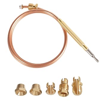 Gas Thermocouple Kit M6x0.75 with Universal Adapter Nuts Replacement 900mm/35.4" Long M9x1