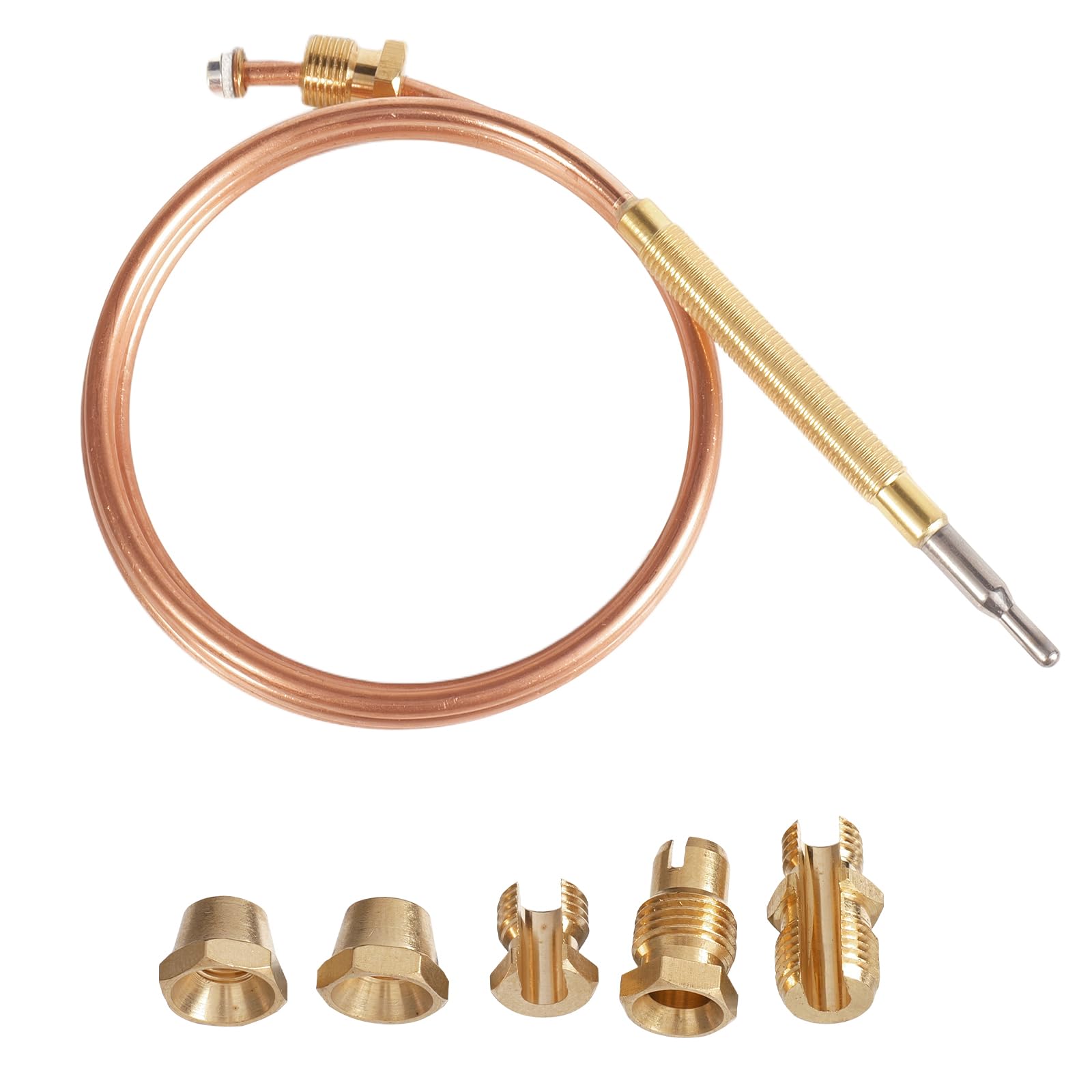 Gas Thermocouple Kit M6x0.75 with Universal Adapter Nuts Replacement 900mm/35.4" Long M9x1