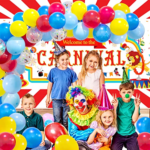 Circus Carnival Party Decorations Carnival Backdrop Circus Confetti Balloons For Carnival Games Carnival Decorations Kids Birthday Party Decorations Supplies #TOP4