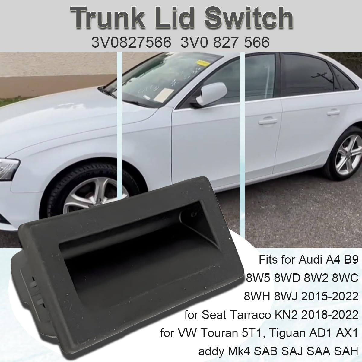 ZAMDOE 3V0827566 Interruttore di Rilascio Maniglia portellone Posteriore per VW Tiguan Caddy Mk4 per Audi per Seat Tarraco KN2 per Skoda Yeti 5L Superb Octavia Mk3 Pulsante Cofano Bagagliaio