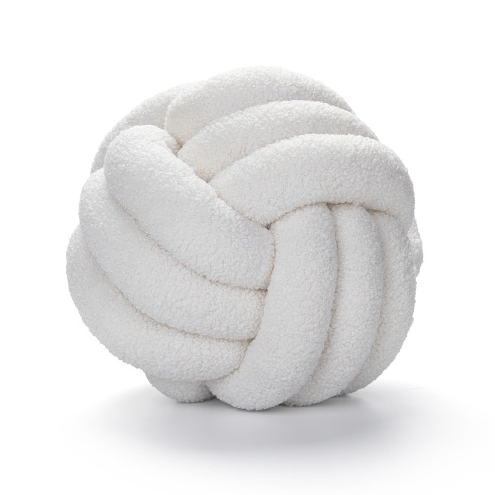 Bsomam White Knot Ball Pillow, Knotted Ball Throw Pillow Ultra Soft Companionship Decorative Hand-Woven Knotted Ball Lamb Velvet Sofa Cushion, Knot Cushion, Sofa Pillow For Bedroom (White)