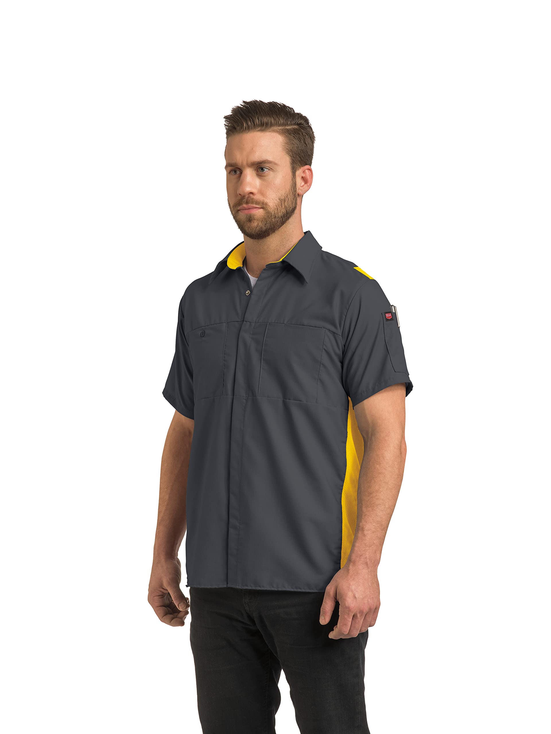 Red Kap Men's Charcoal With Yellow Mesh Performance Plus Shop Shirt With Oilblok Technology - Multi - Xxxl
