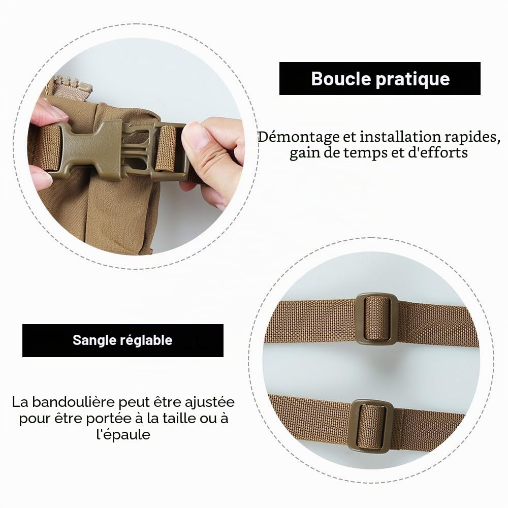 Chauffe-Mains Tactique, Pochette Chauffe-Mains Pliable, Convient Une Poche d'eau Chaude 23×16cm, Sac Chauffant Molle Polyvalent pour Sports de Plein Air, Chasse, Camping, Randonnée, Pêche