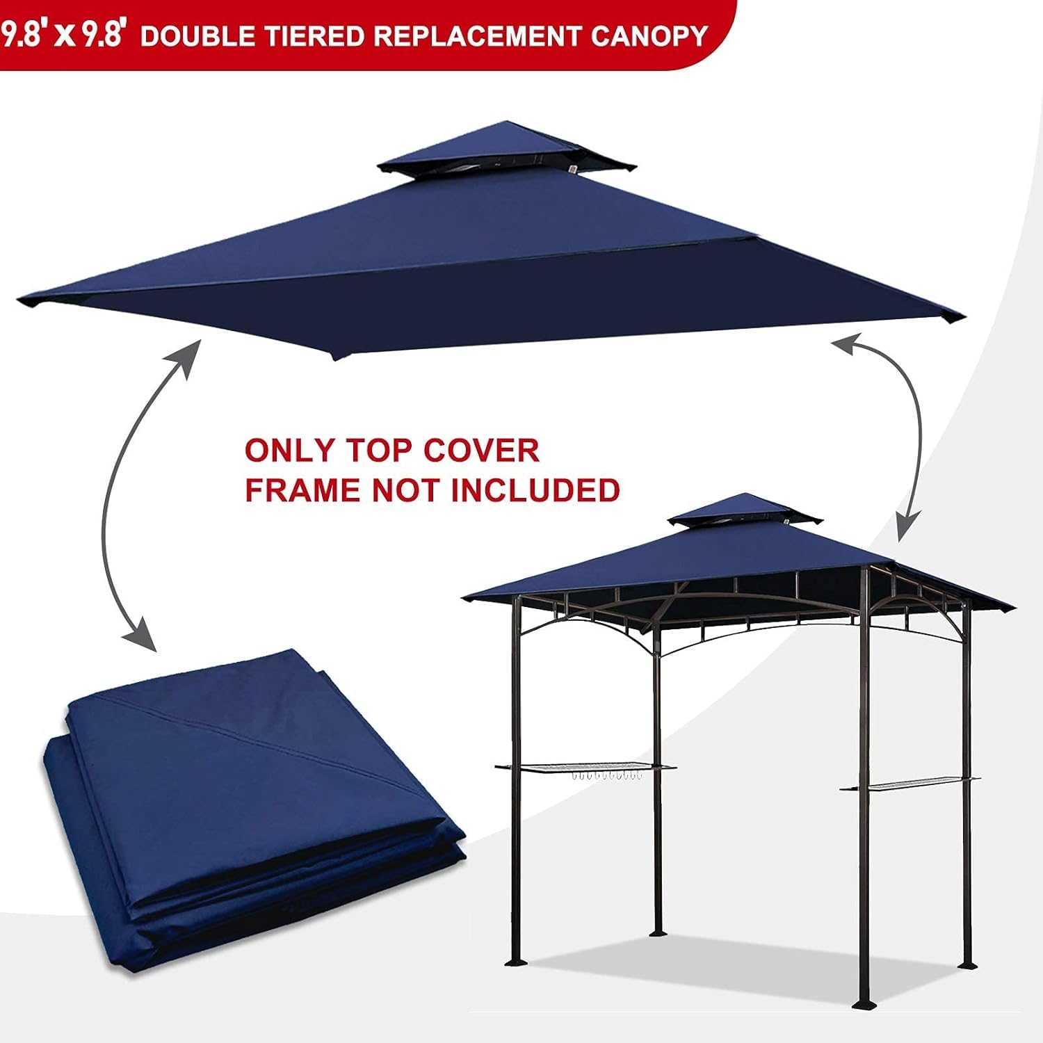 3x3m Gazebo Vervanging Luifel Top Cover Dubbele Gelaagde Luifel Top Cover voor Outdoor BBQ Dak Cover Grill Shelter Groen Enkele top (Rode enkele top 3x3m Gazebo Vervanging Luifel Top Cover Dubbele Gelaagde Luifel Top Cover voor Outdoor BBQ Dak Cover Grill Shelter Groen Enkele top (Rode enkele top